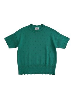 Vintage 70s Knit Sweater Women’s Size XL Kelly Green Acrylic College‎ Point